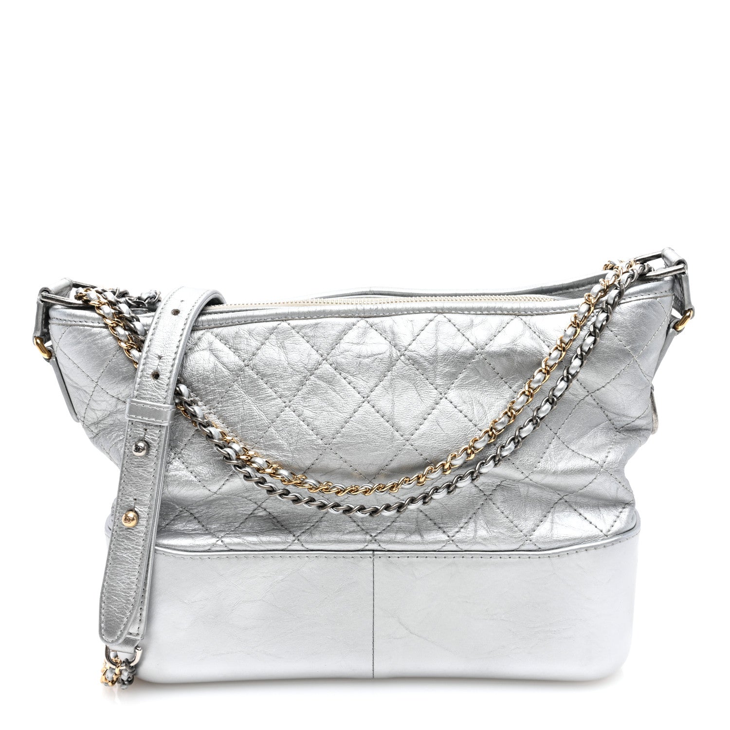 Chanel Metallic Aged Calfskin Quilted Medium Gabrielle Silver 1 of 10