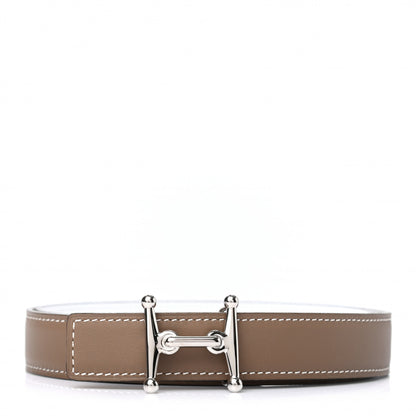 Hermes Epsom Swift 24mm Mors H Belt 75 White Etoupe 1 of 5