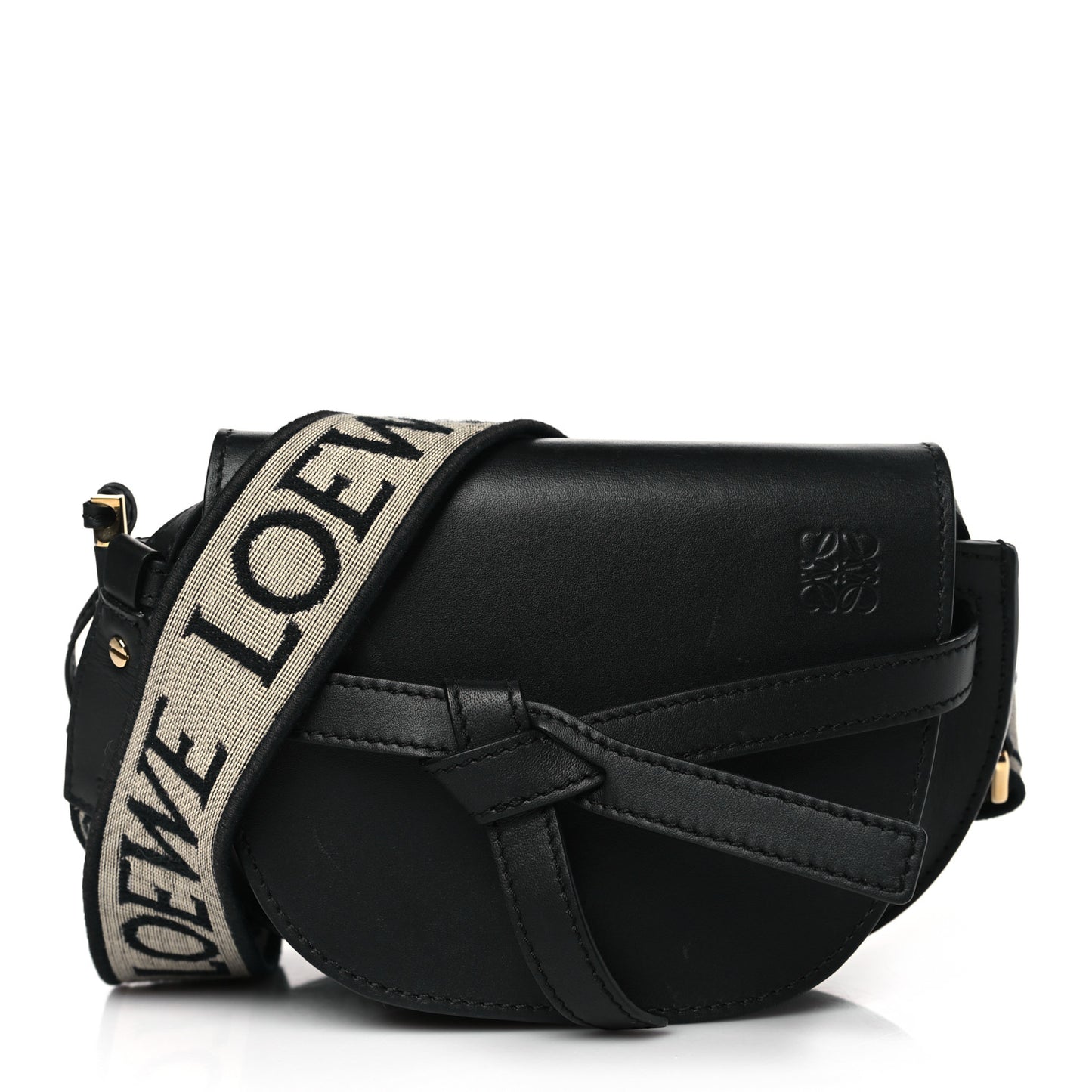 Calfskin Jacquard Mini Gate Dual Bag Black
