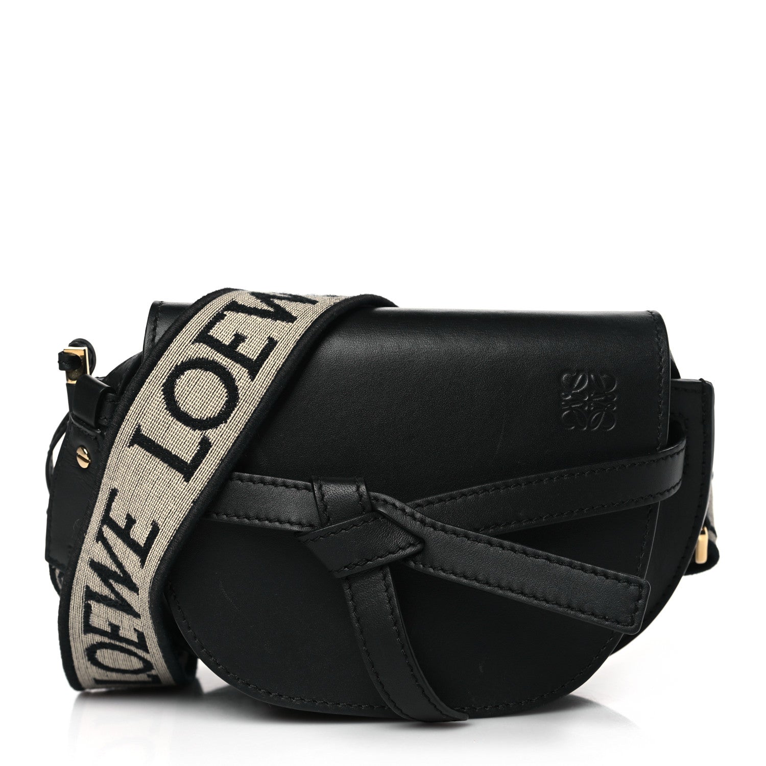 Loewe Calfskin Jacquard Mini Gate Dual Bag Black 1 of 8