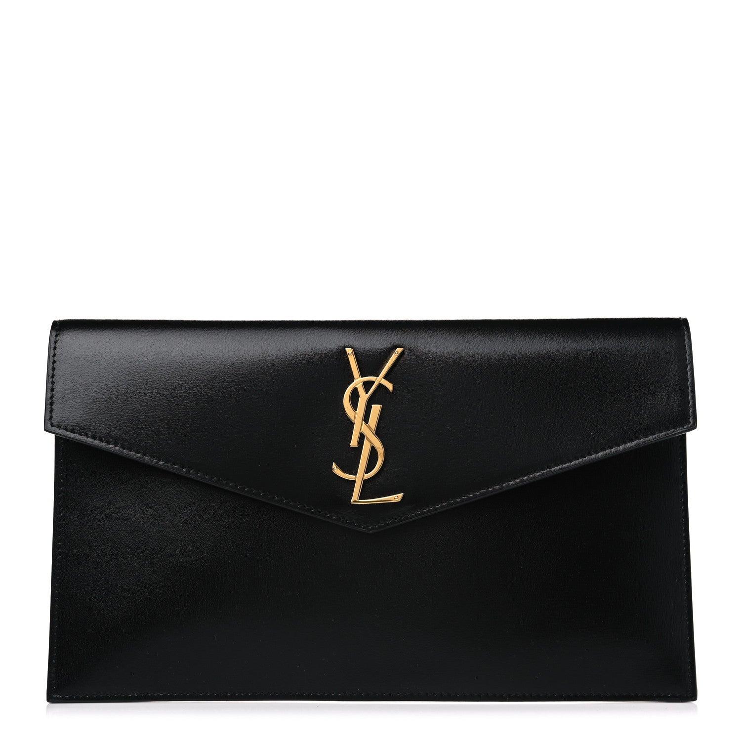 Saint Laurent Smooth Shiny Calfskin Monogram Uptown Pouch Black 1 of 4