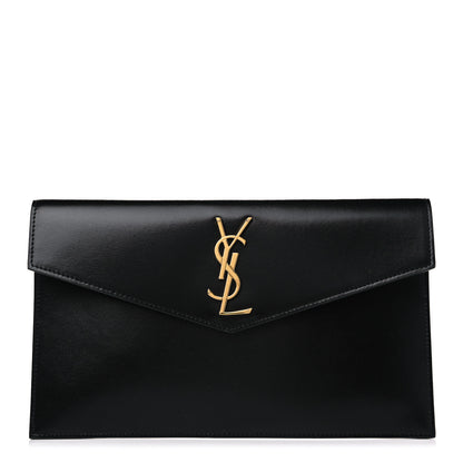 Saint Laurent Smooth Shiny Calfskin Monogram Uptown Pouch Black 1 of 4