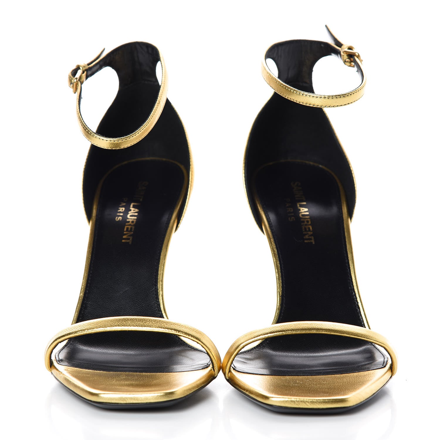 Saint Laurent Calfskin Opyum Sandals 37 Oro 2 of 8