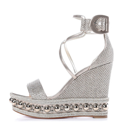 Christian Louboutin Lurex Chocazeppa 120 Platform Wedge Sandals 38 Colombe 1 of 10
