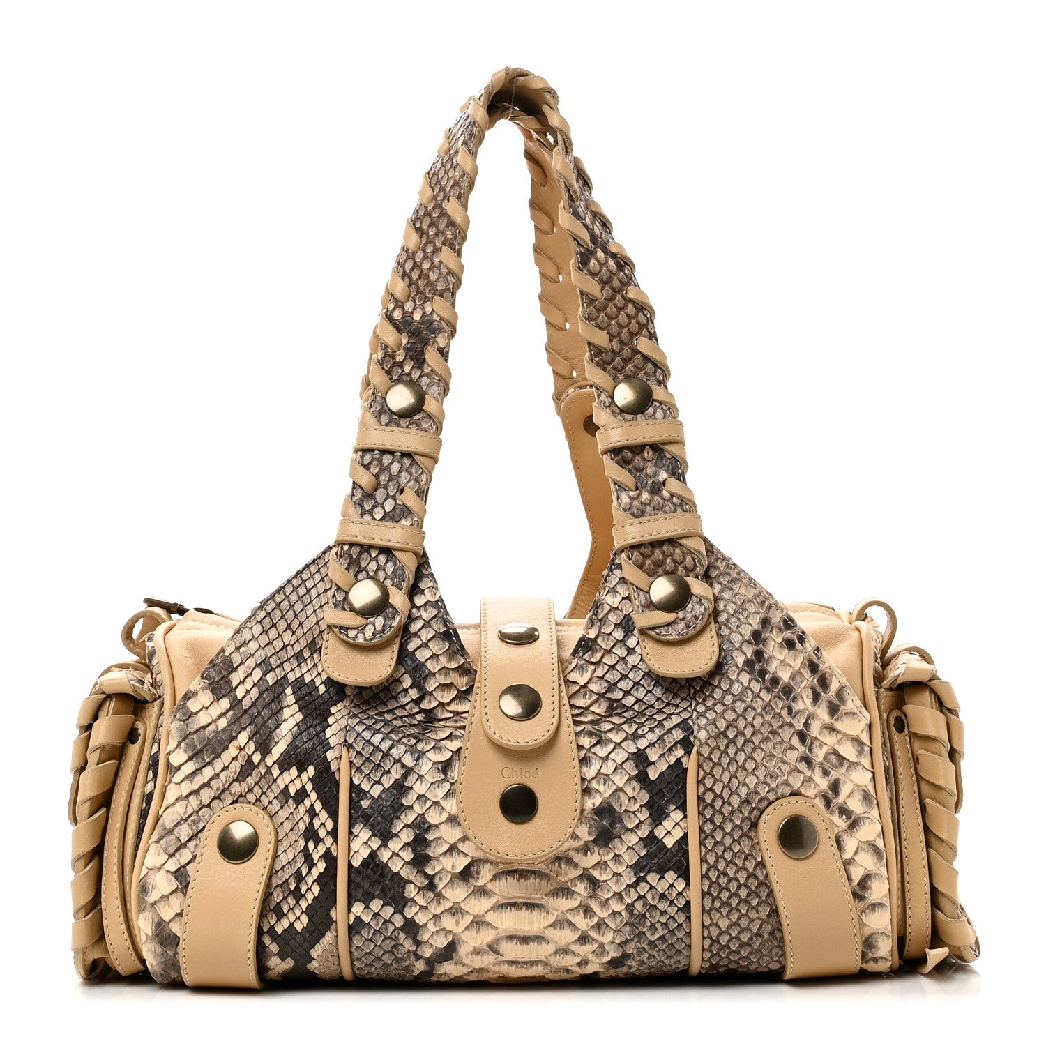 Chloe Snakeskin Calfskin Silverado Shoulder Bag Marbre 1 of 9