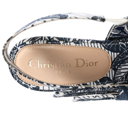 Christian Dior Toile De Jouy Tropicalia Sweet D Slingback Pumps 37.5 Indigo White 7 of 7
