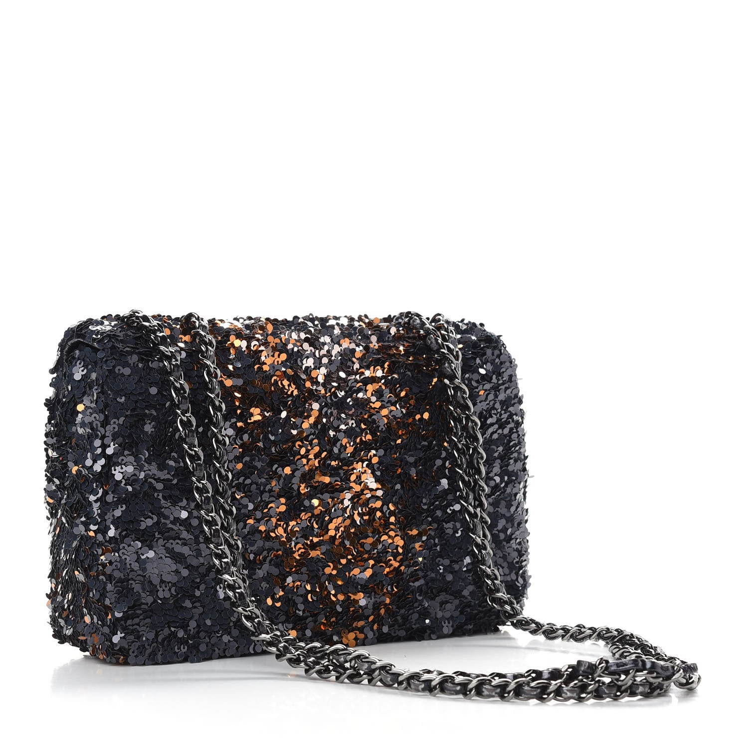 Chanel Sequin Small Single Flap Bronze Black 2 of 8