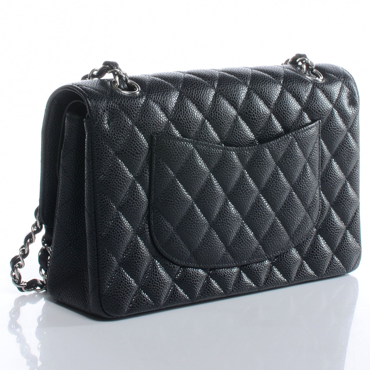 Caviar Quilted Medium Double Flap Black