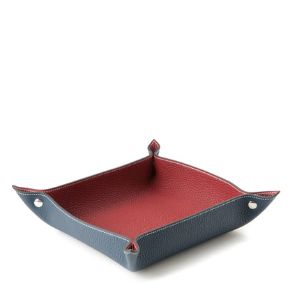 Hermes Taurillon Clemence Mises et Relances GM Change Tray Rouge H Bleu Abysse 1 of 8