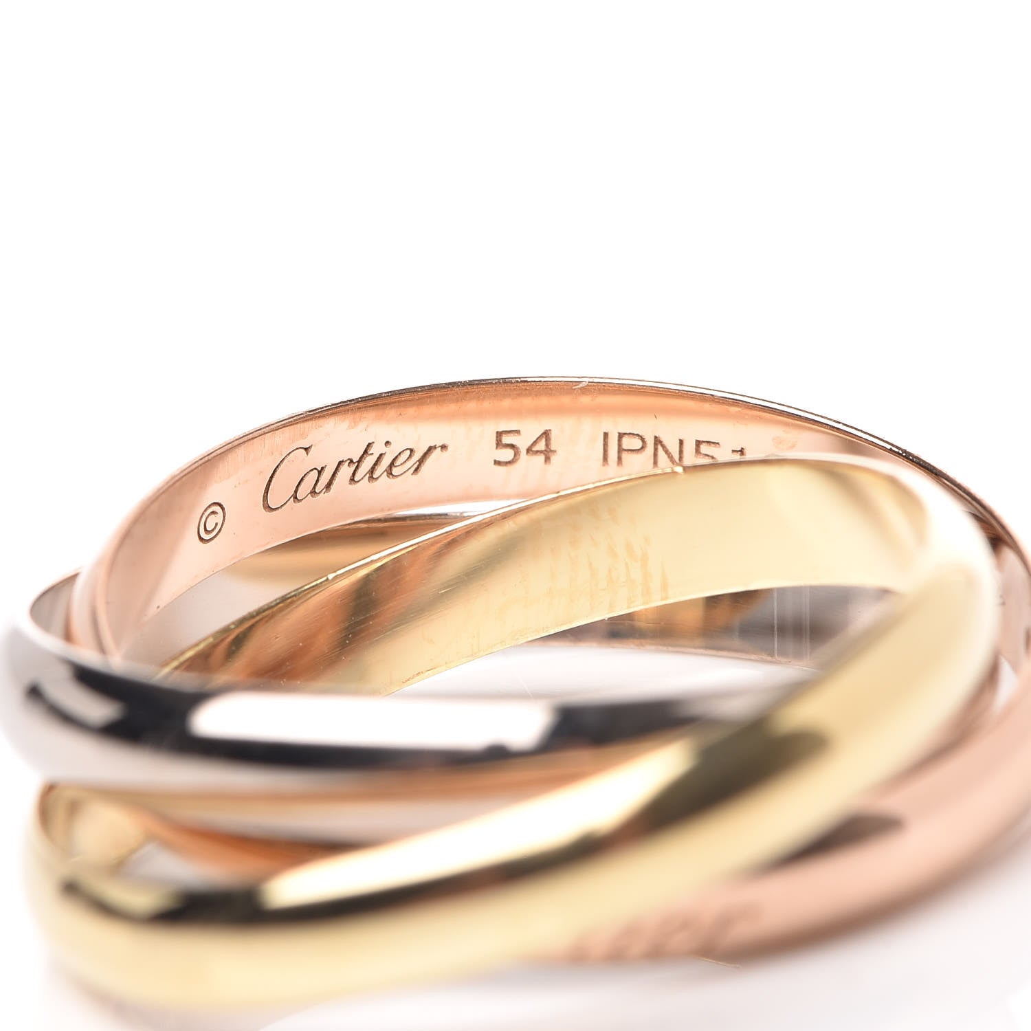 Cartier 18K Pink Yellow White Gold Small Trinity Ring 54 6.75 5 of 7