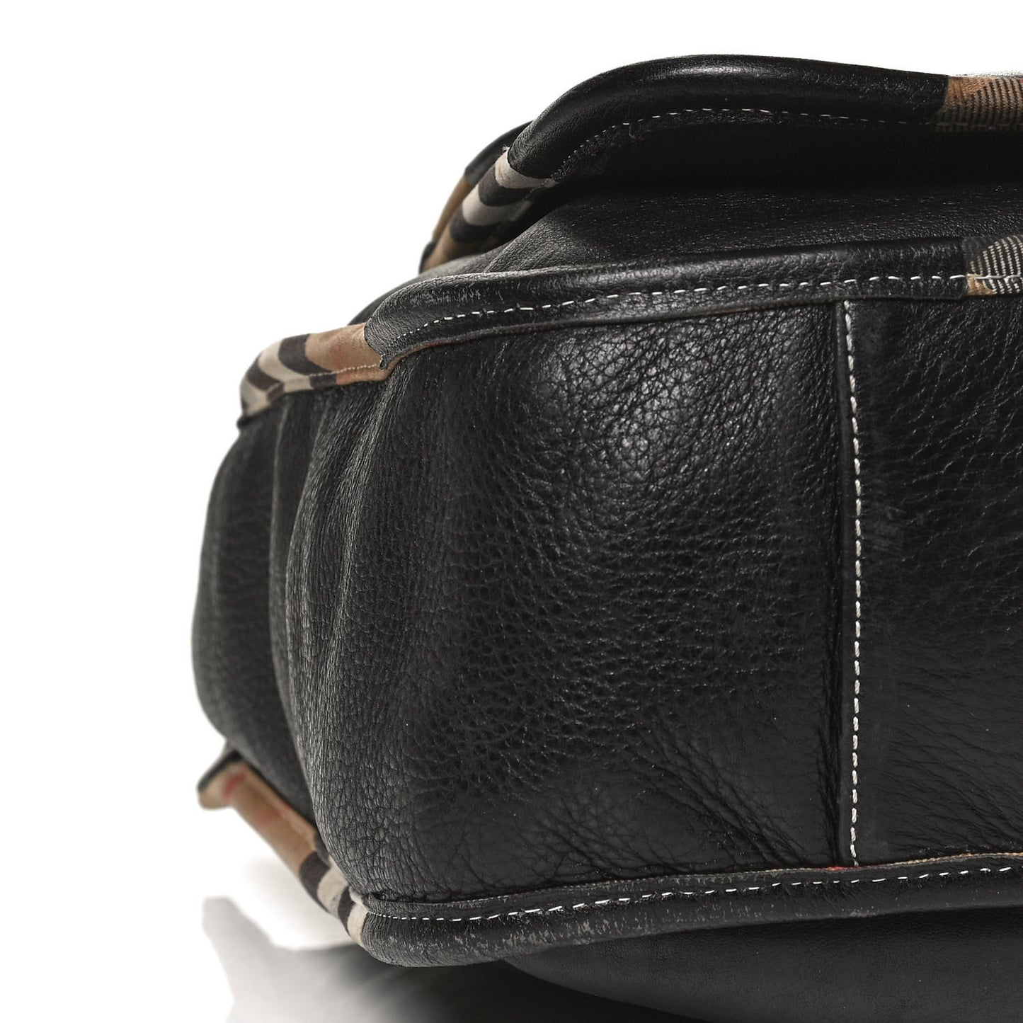 Calfskin Nova Check Trim Shoulder Bag Black