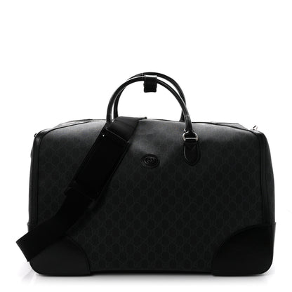 Gucci GG Supreme Monogram Azalea Calfskin Retro Interlocking G Large Duffle Bag Black Grey 1 of 8