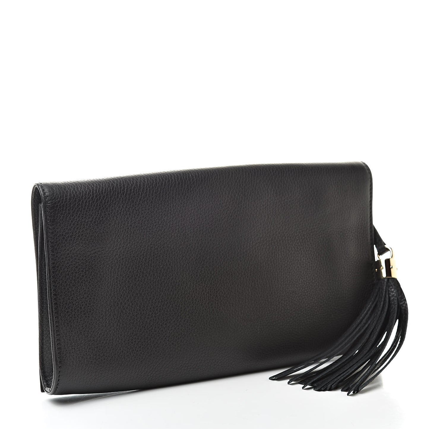Pebbled Calfskin Medium Soho Clutch Black