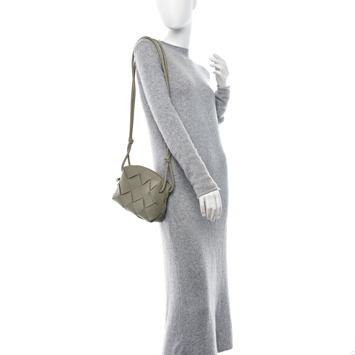 Bottega Veneta Lambskin Maxi Intreccio Small Cassette Camera Bag Travertine 2 of 10