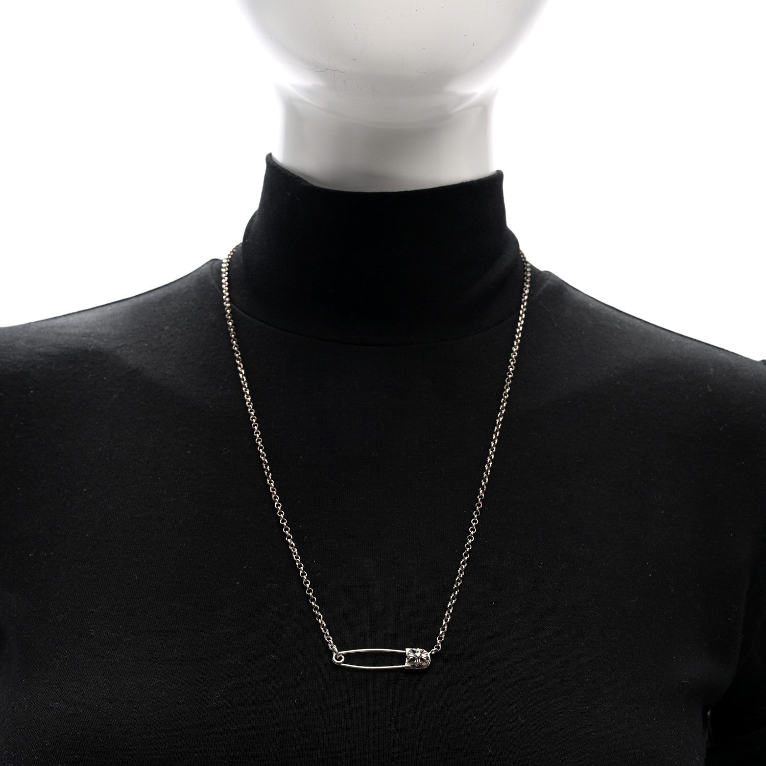 Chrome Hearts Sterling Silver Safety Pin Pendant Necklace 2 of 4