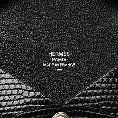 Hermes Lizard Calvi Card Case Black 6 of 7