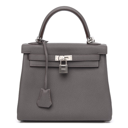 Hermes Togo Horseshoe Kelly Retourne 25 Etain Plomb 1 of 10
