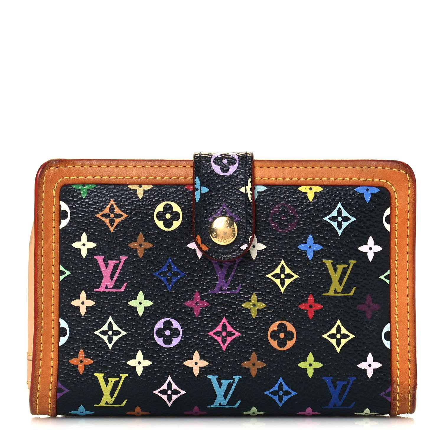 Louis Vuitton Monogram Multicolor French Purse Wallet Black 1 of 14