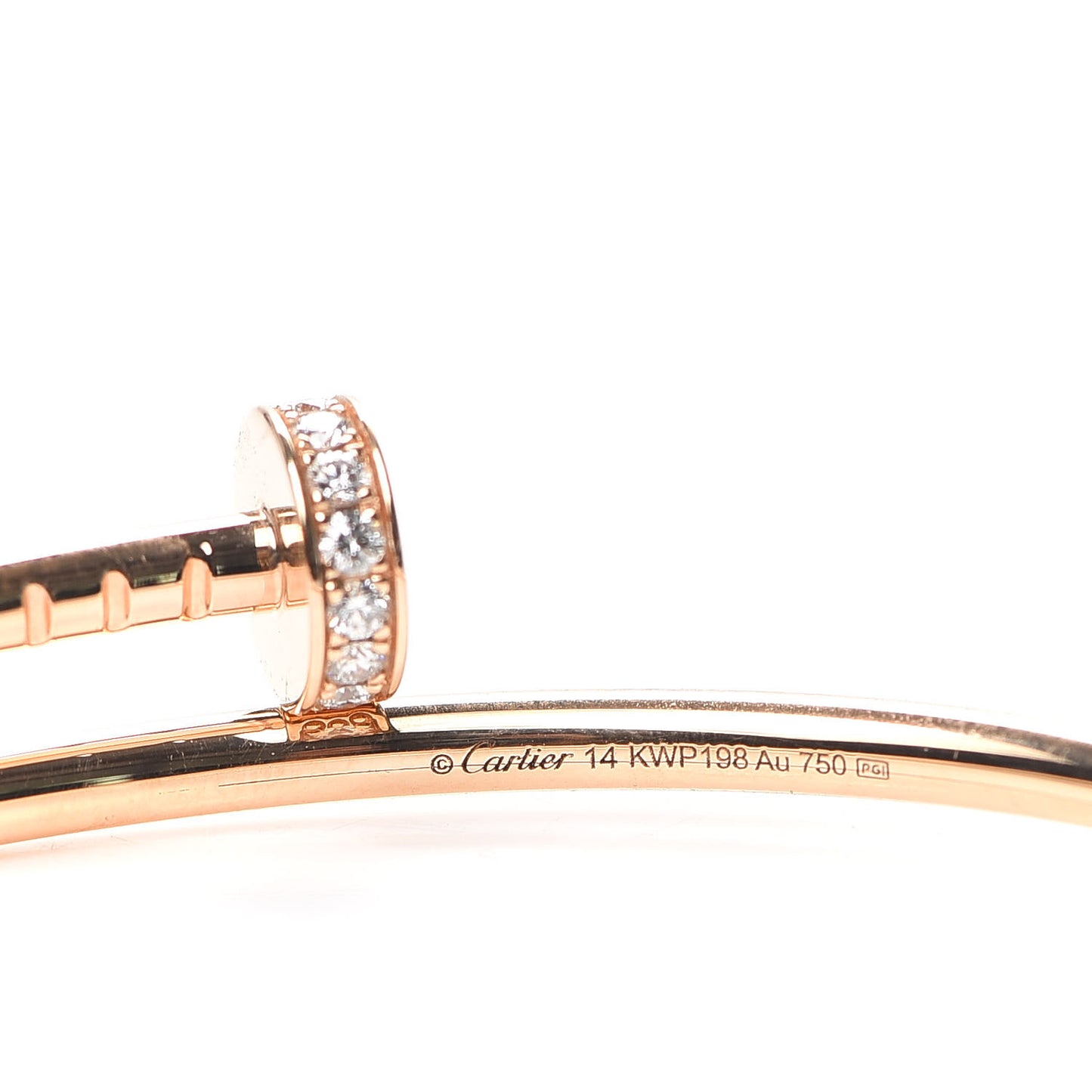 18K Pink Gold Diamond Small Juste Un Clou Bracelet 14