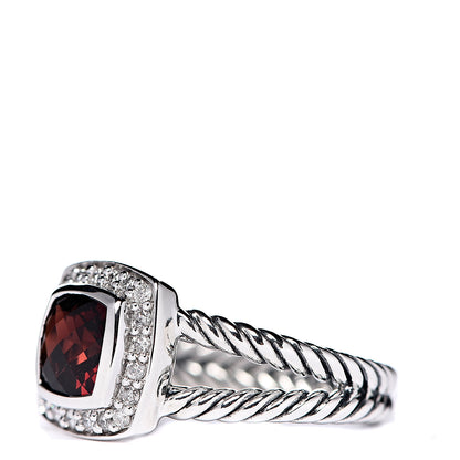 David Yurman Sterling Silver Diamond Garnet 7mm Petite Albion Ring 52 6 3 of 5