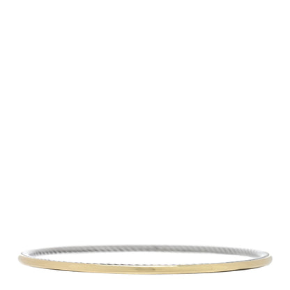 David Yurman Sterling Silver 18K Yellow Gold Cable Bangle Bracelet 1 of 3