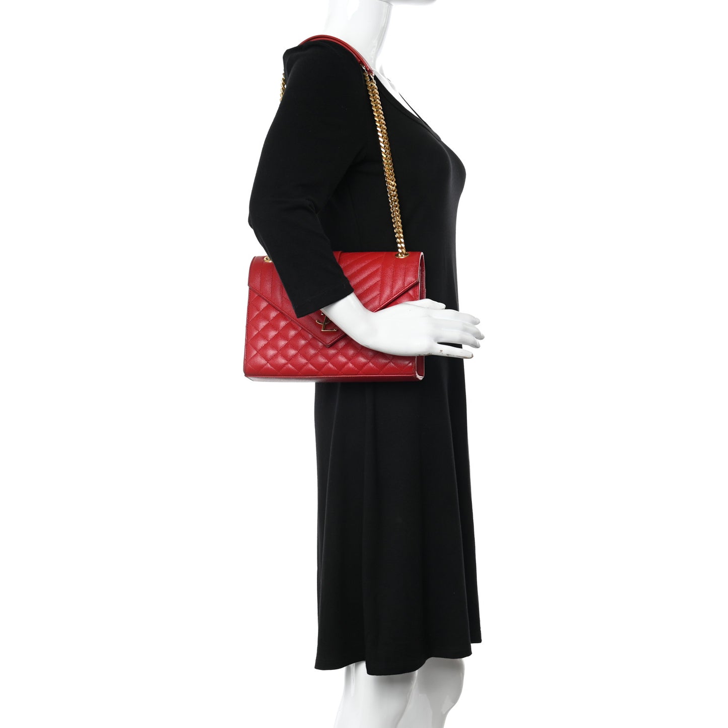 Grain De Poudre Textured Mixed Matelasse Triquilt Medium Monogram Satchel New Red
