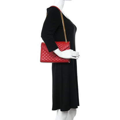 Saint Laurent Grain De Poudre Textured Mixed Matelasse Triquilt Medium Monogram Satchel New Red 2 of 18
