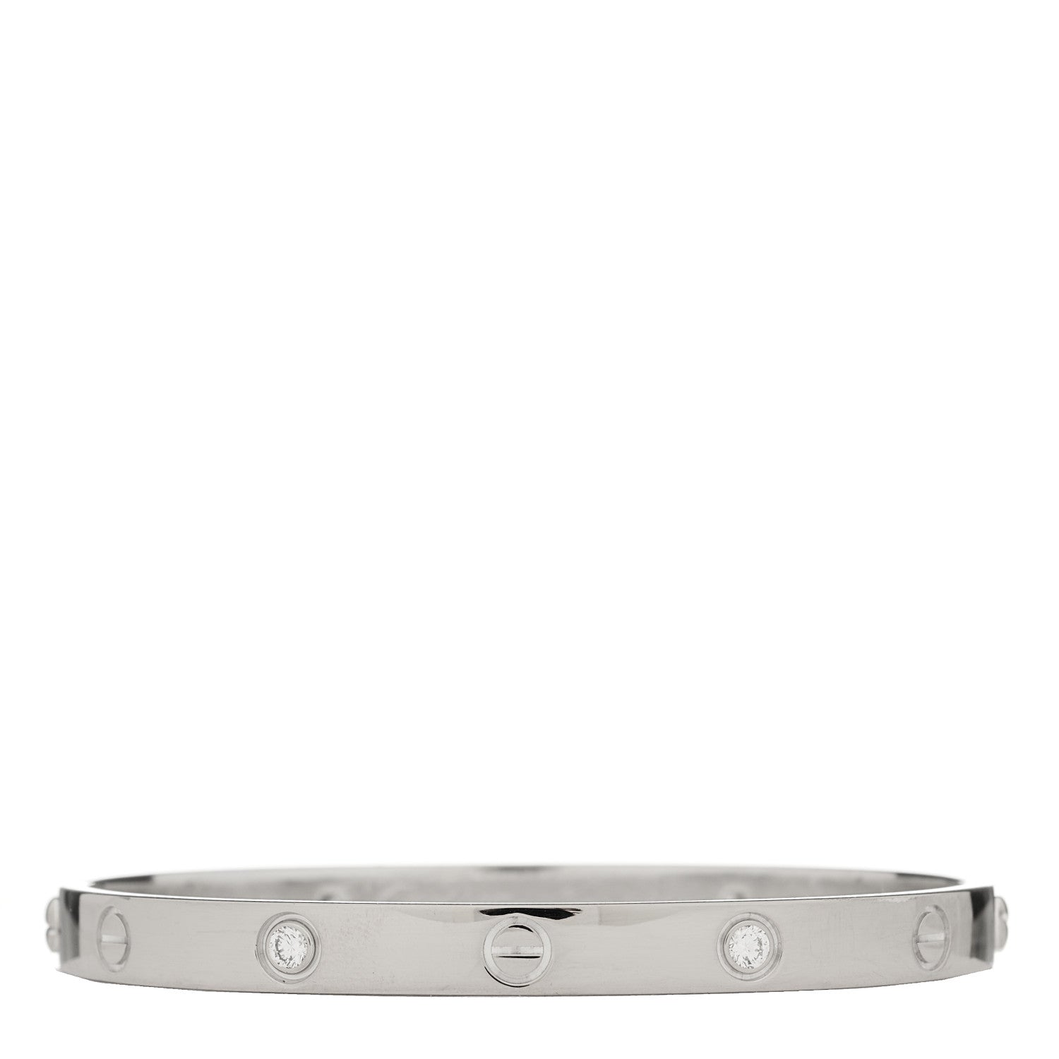 Cartier 18K White Gold 4 Diamond Love Bracelet 18 2 of 7