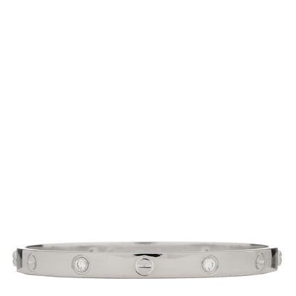 Cartier 18K White Gold 4 Diamond Love Bracelet 18 2 of 7