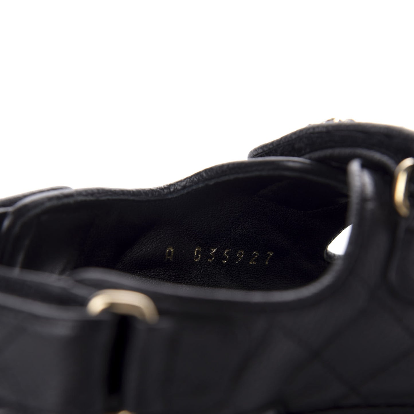 Grained Calfskin Velcro Dad Sandals 36.5 Black