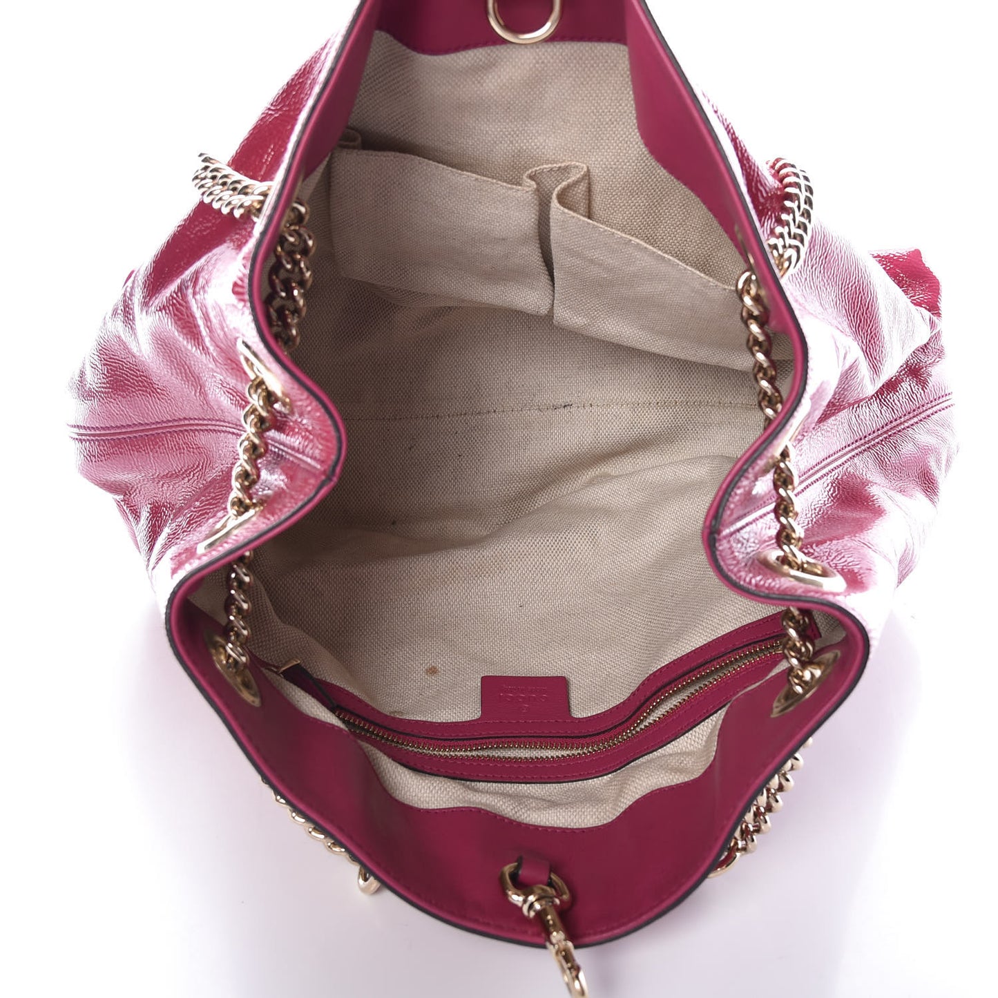 Vernice Naplack Medium Soho Chain Shoulder Bag Bright Bouganville