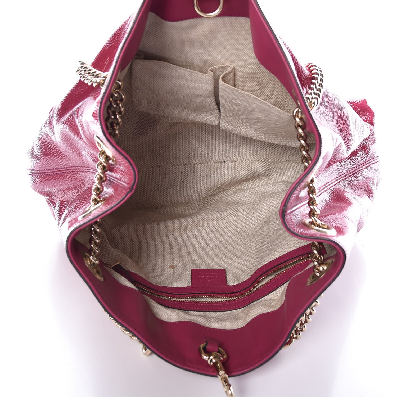 Gucci Vernice Naplack Medium Soho Chain Shoulder Bag Bright Bouganville 5 of 21