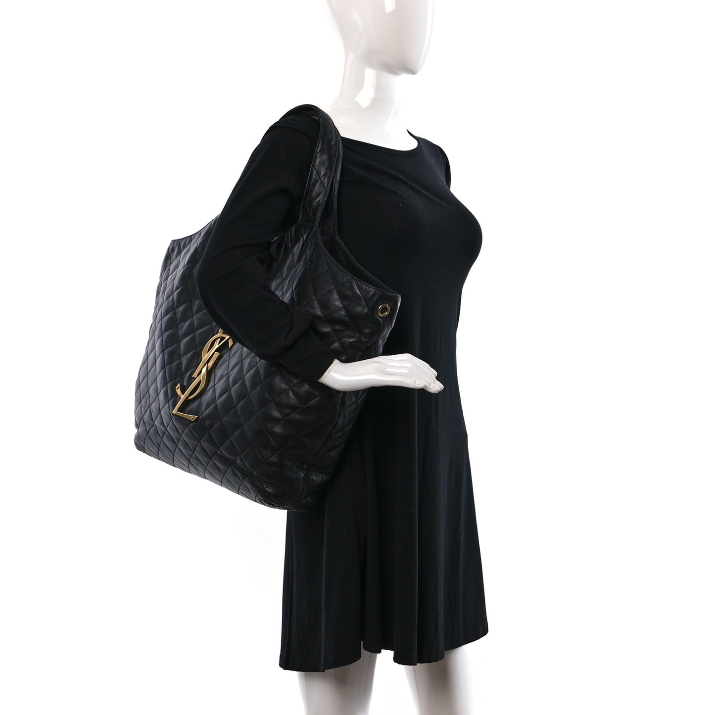 Lambskin Quilted Maxi Icare Shopping Tote Black