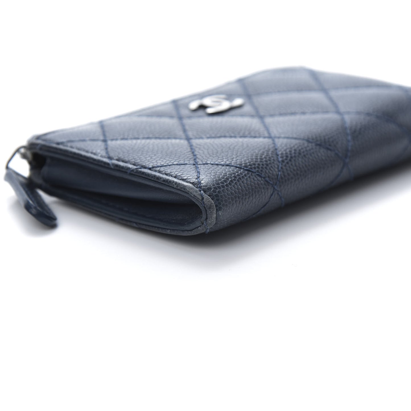 Caviar Quilted Key Holder Case Navy