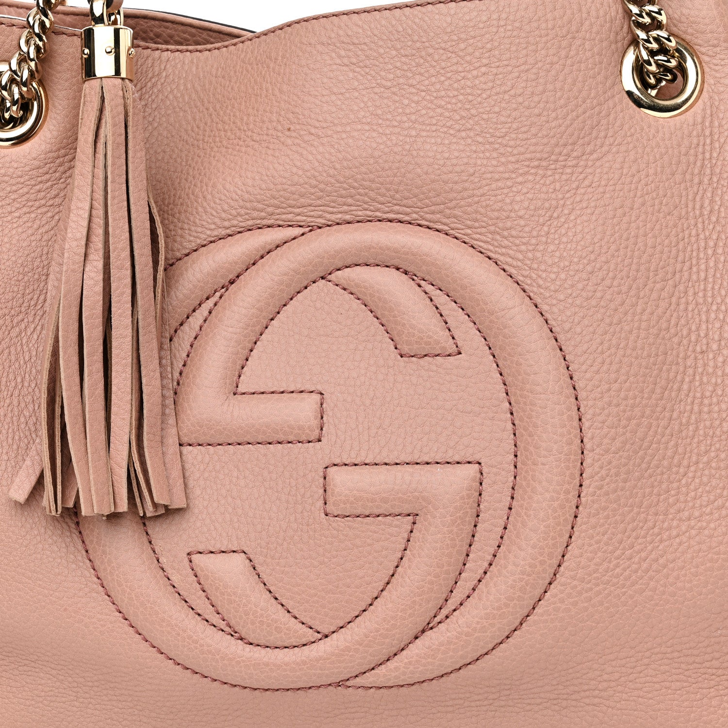 Gucci Pebbled Calfskin Medium Soho Chain Shoulder Bag Dark Cipria 8 of 14