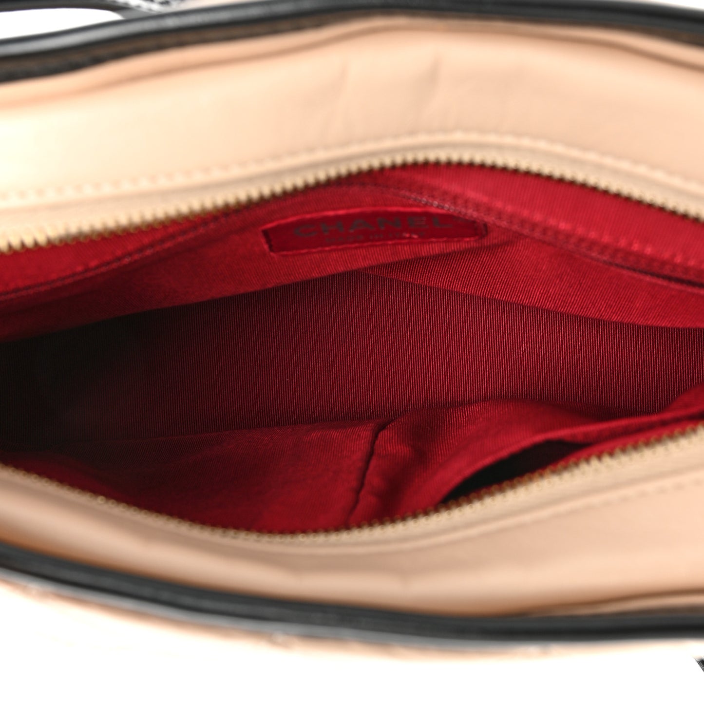 Aged Calfskin Quilted Medium Gabrielle Hobo Beige Black