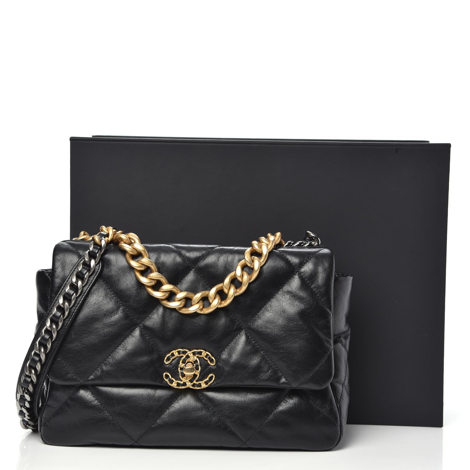 Chanel Goatskin Quilted Large 19 Flap Black 12 of 12