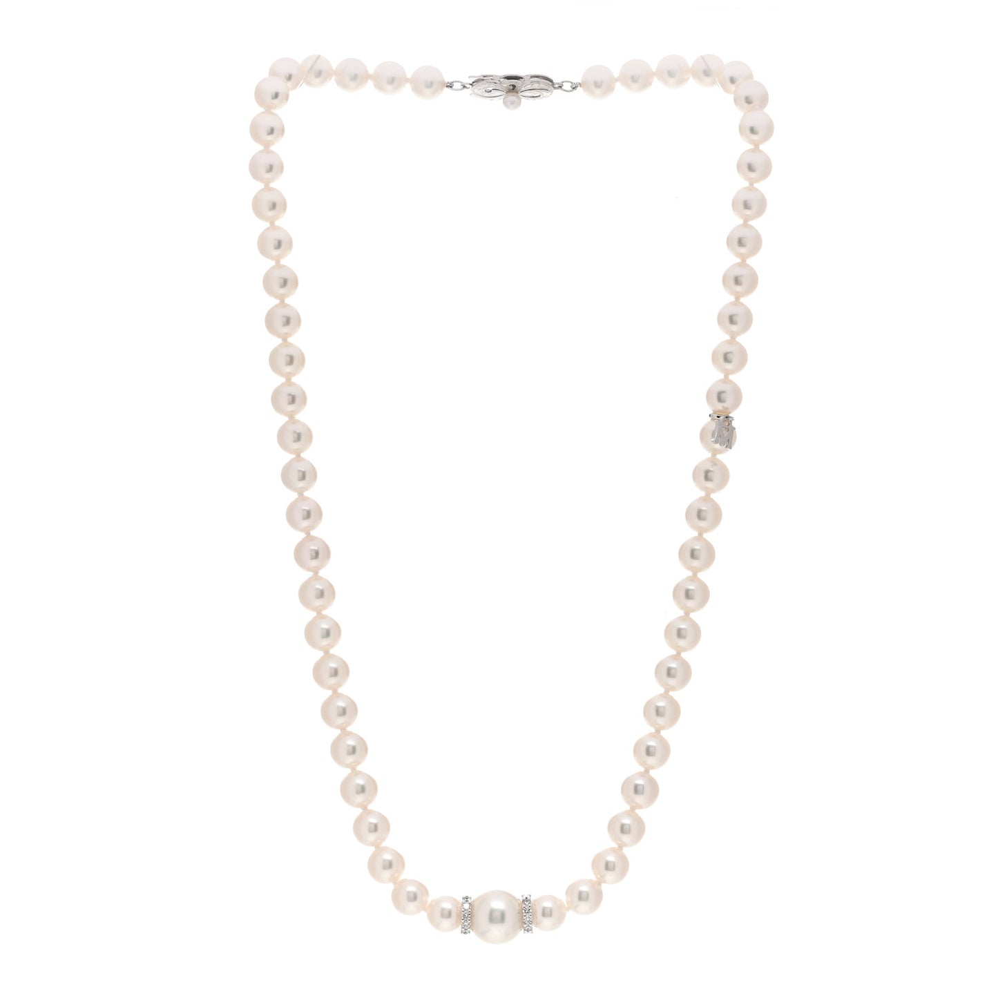 18K White Gold Diamond Akoya Pearl South Sea Pearl 7-11mm Fusion Necklace