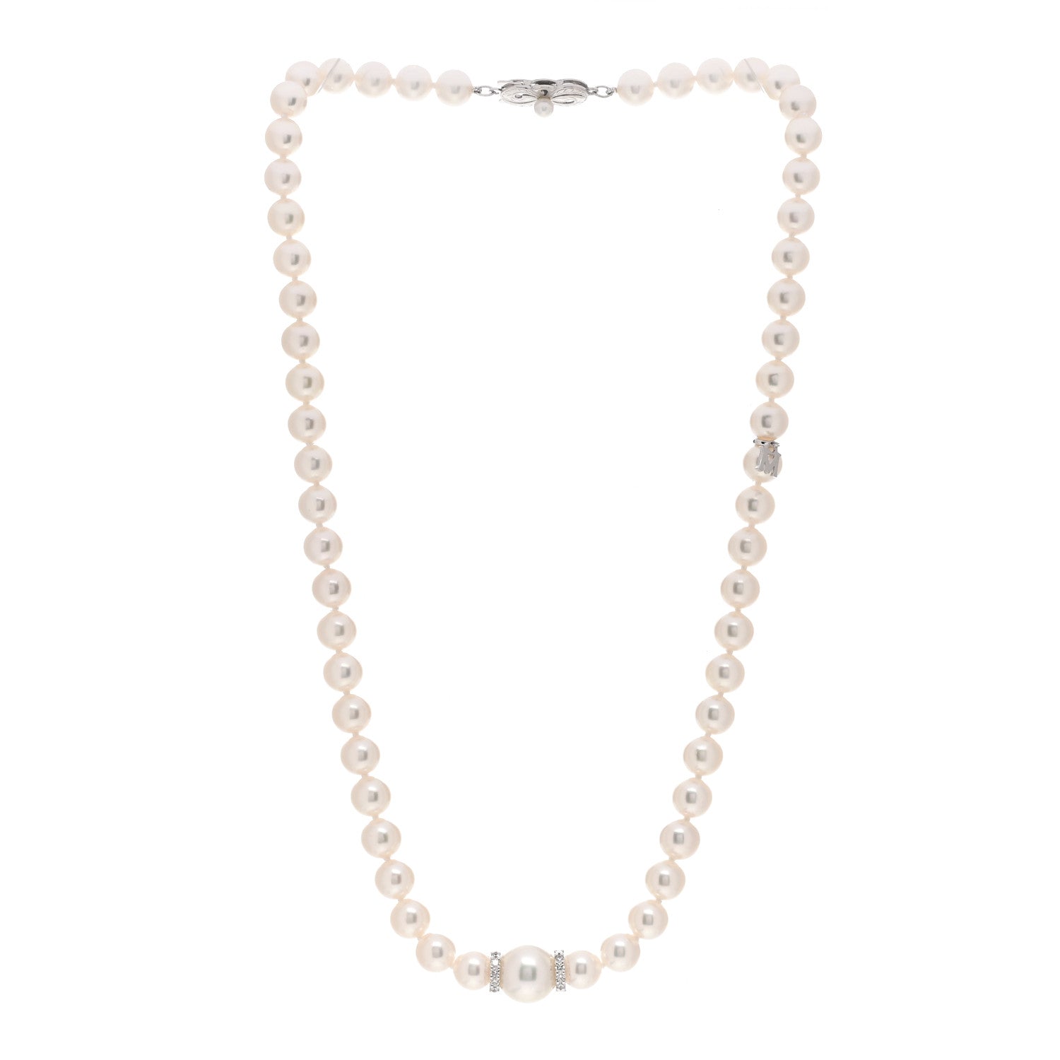 Mikimoto 18K White Gold Diamond Akoya Pearl South Sea Pearl 7-11mm Fusion Necklace 3 of 5