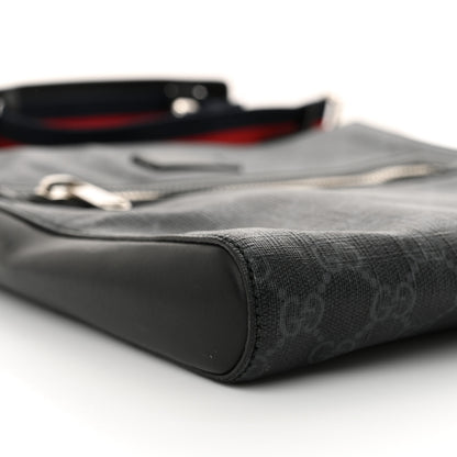 Gucci GG Supreme Monogram Appia Calfskin Web Flat Messenger Bag Black Grey 9 of 12
