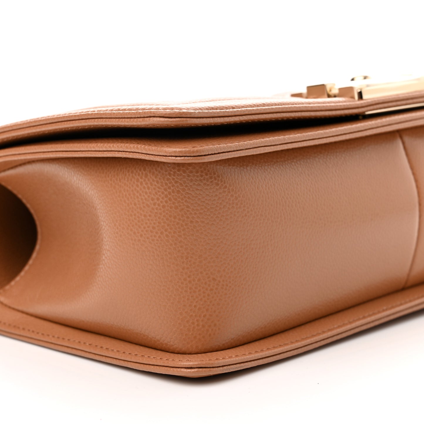 Caviar Quilted Medium Boy Flap Light Brown
