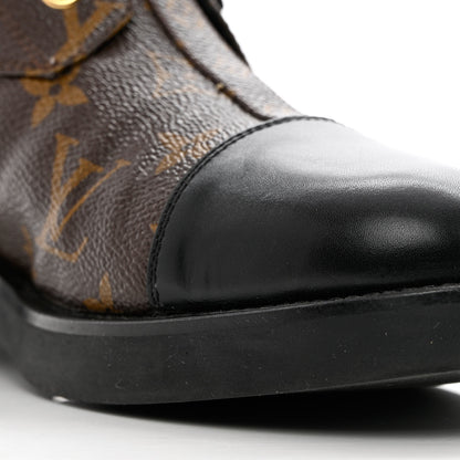 Louis Vuitton Calfskin Monogram Wonderland Flat Ranger Boots 41 Black 11 of 17