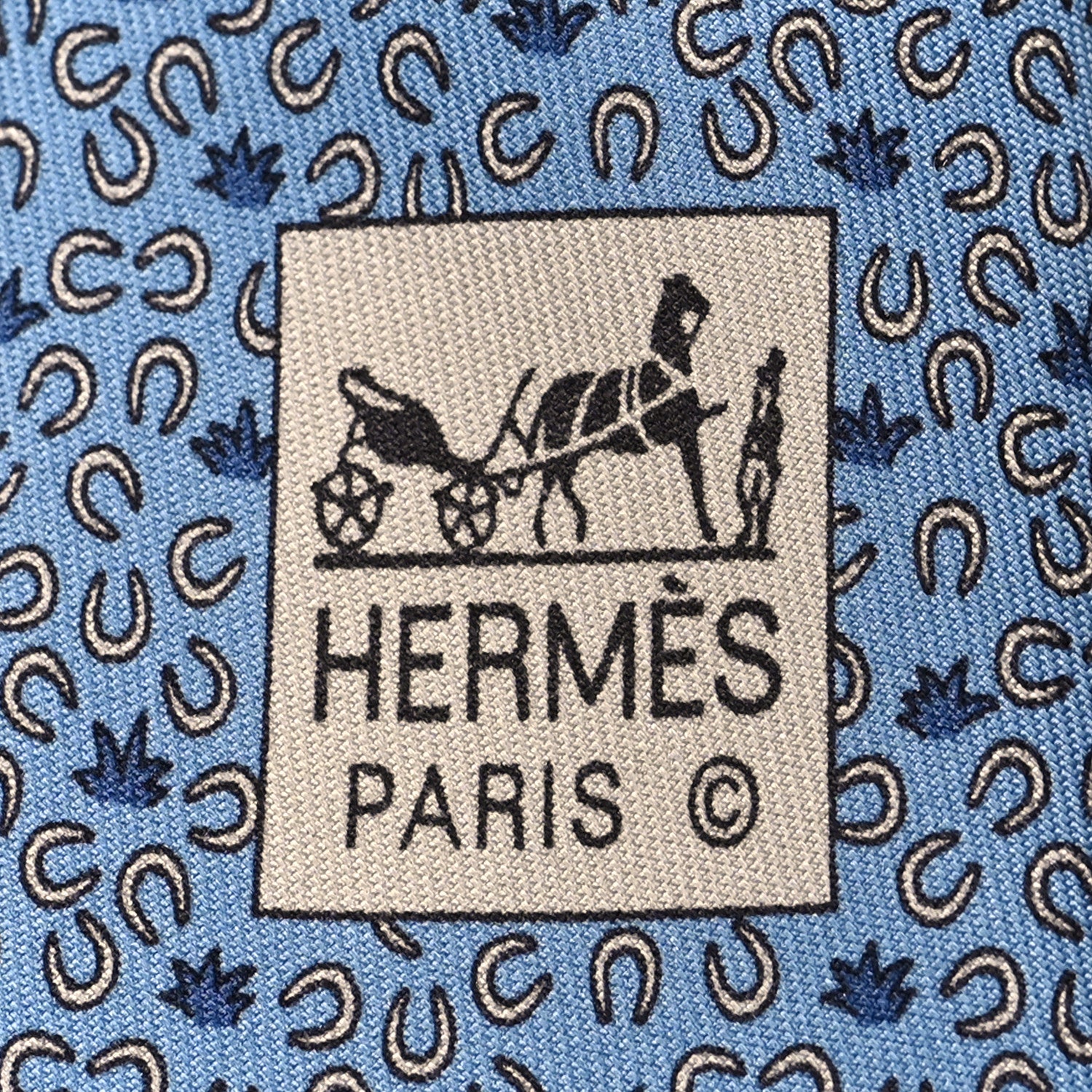 Hermes Printed Silk Mens Neck Tie Bleu 3 of 5
