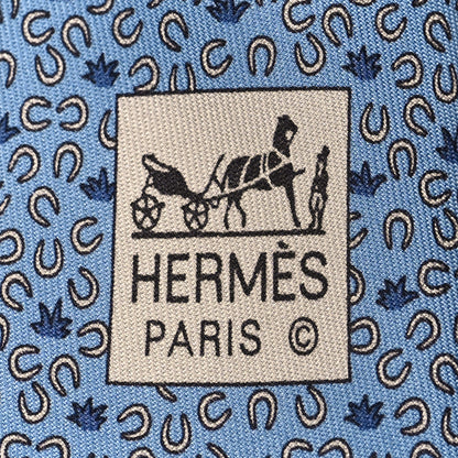 Hermes Printed Silk Mens Neck Tie Bleu 3 of 5