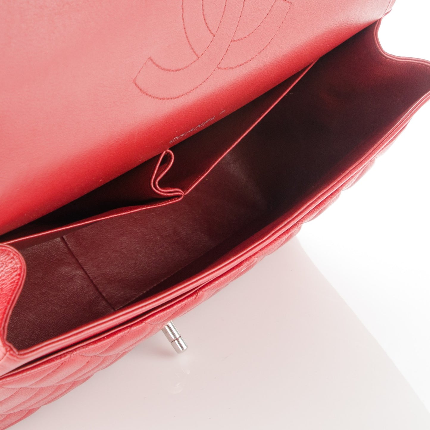 Caviar Quilted Maxi Double Flap Red