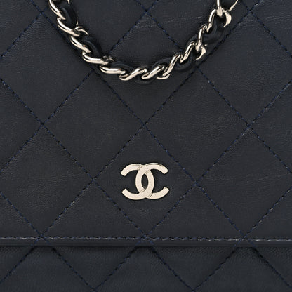 Chanel Lambskin Quilted Wallet On Chain WOC Navy Blue 8 of 11