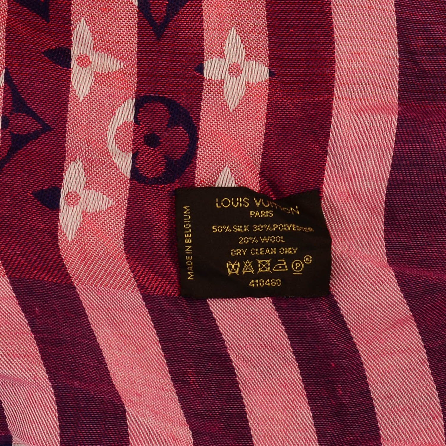 Louis Vuitton Silk Wool Monogram Striped Shawl Scarf Multicolor 5 of 5