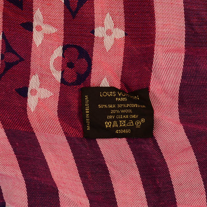 Louis Vuitton Silk Wool Monogram Striped Shawl Scarf Multicolor 5 of 5