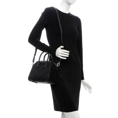 Givenchy Calfskin Suede Mini Studded Chevron Antigona Black 2 of 8
