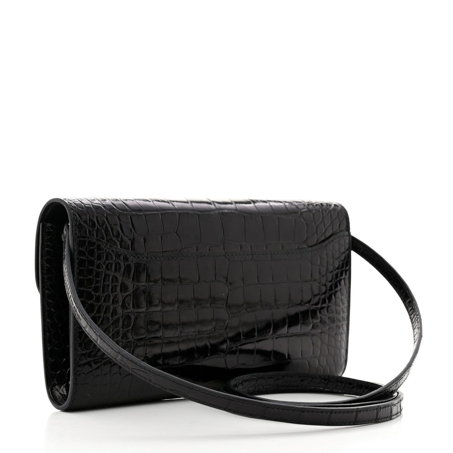 Hermes Shiny Alligator Enamel Constance Long Wallet To Go Black 3 of 8
